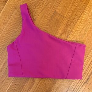 Wilo The Label One Shoulder Corsetry Sports Bra Med Bright Pink Anthropologie